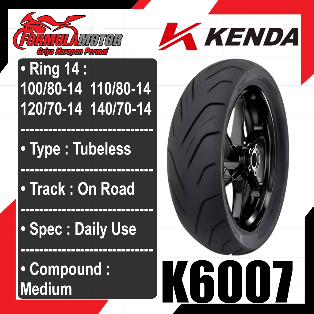 Promo Kenda K6007 Ring 14 Tubeless All Size - Ban Tubles Motor Pcx, Aerox 100/80, 110/80, 120/70,