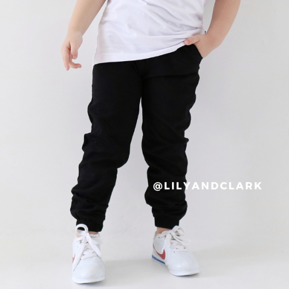 CELANA ANAK LAKI LAKI PANJANG JOGER HITAM TERBARU LILY AND CLARK JLC02