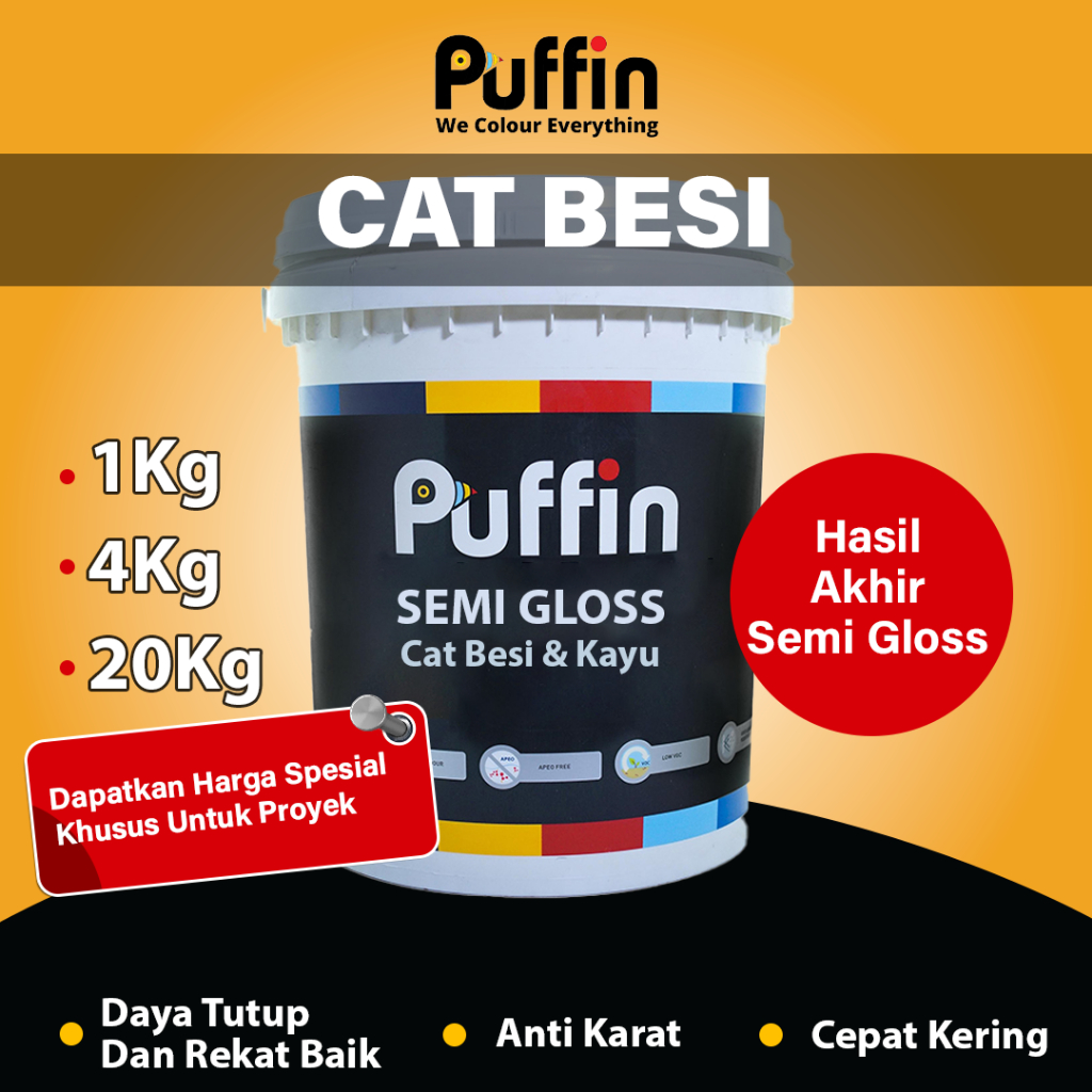 Puffin Paint Cat kayu besi Puffin Alkyd ekonomis semi gloss 20kg