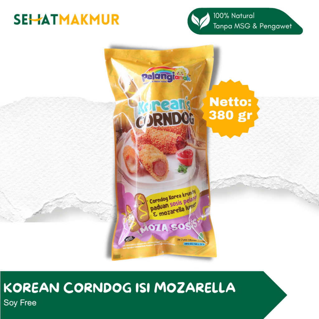 Pelangi Healthy Frozen Food - Korean Corndog Sosis Mozarella (380gr) (Natural, Tanpa MSG dan Pengawe