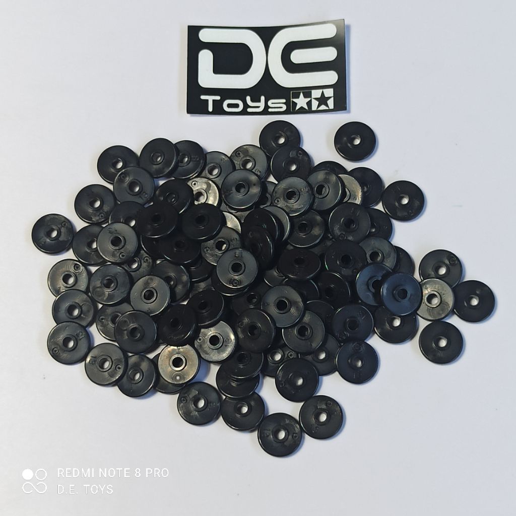 Roller Kancing 13mm Low Friction Tamiya Original Loose Part Bonus Baut - Roller Hitam Plastik Sasis 