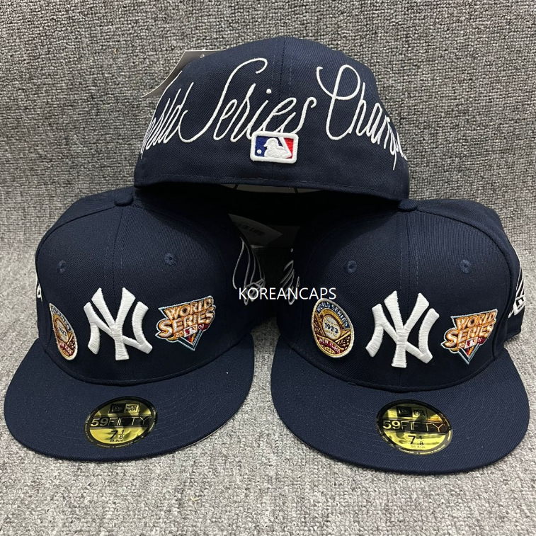 Topi Snapback Fitted NY New York Historic Champions Latin Navy Bordri Build Up Caps