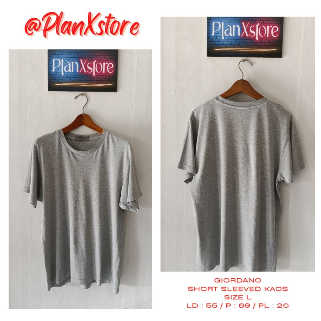 GIORDANO CN SHORT SLEEVED KAOS SIZE L WARNA ABU MISTY PRELOVED TERJANGKAU