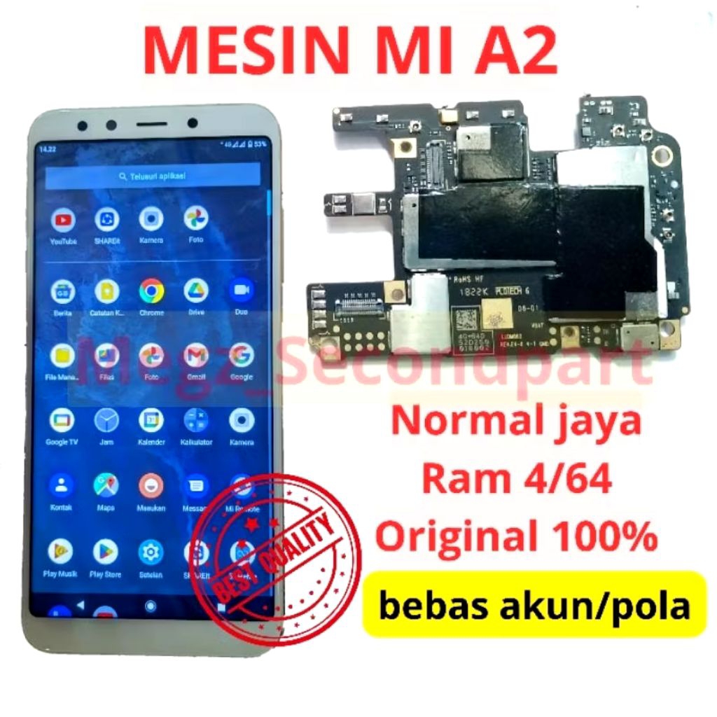 Mesin MI A2 Normal jaya Mesin Xiaomi MIA2 Big kembaran MI 6X Original Cabutan Hidup Normal Tested
