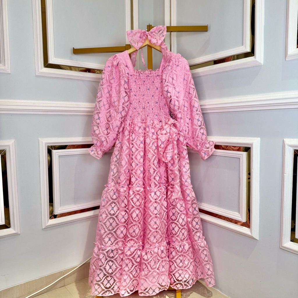 Long Dress Organza Katun Wrn Baby Pink