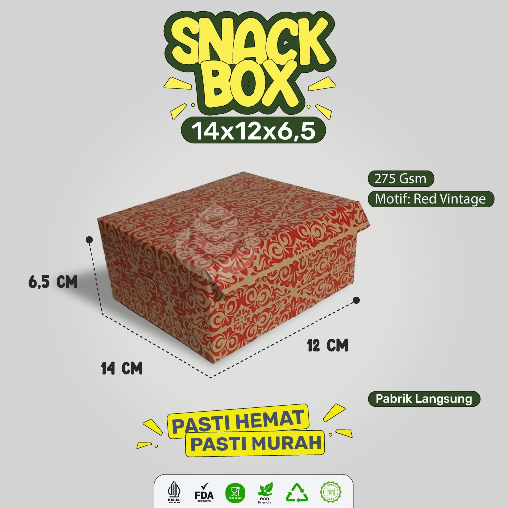 Dus Snack Box 12x14 | Snack Box Kue 12x14 | Dus Kue Makanan | B1K135