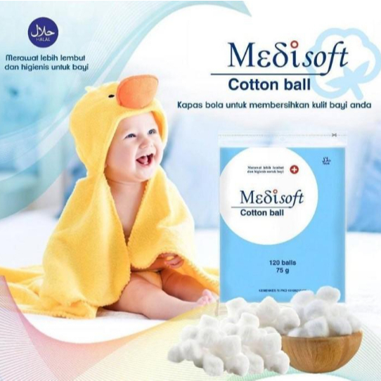 Jessen Medisoft Cotton Ball Bola Kapas isi 120 balls (GROSIR Bundling isi 12 Pack)