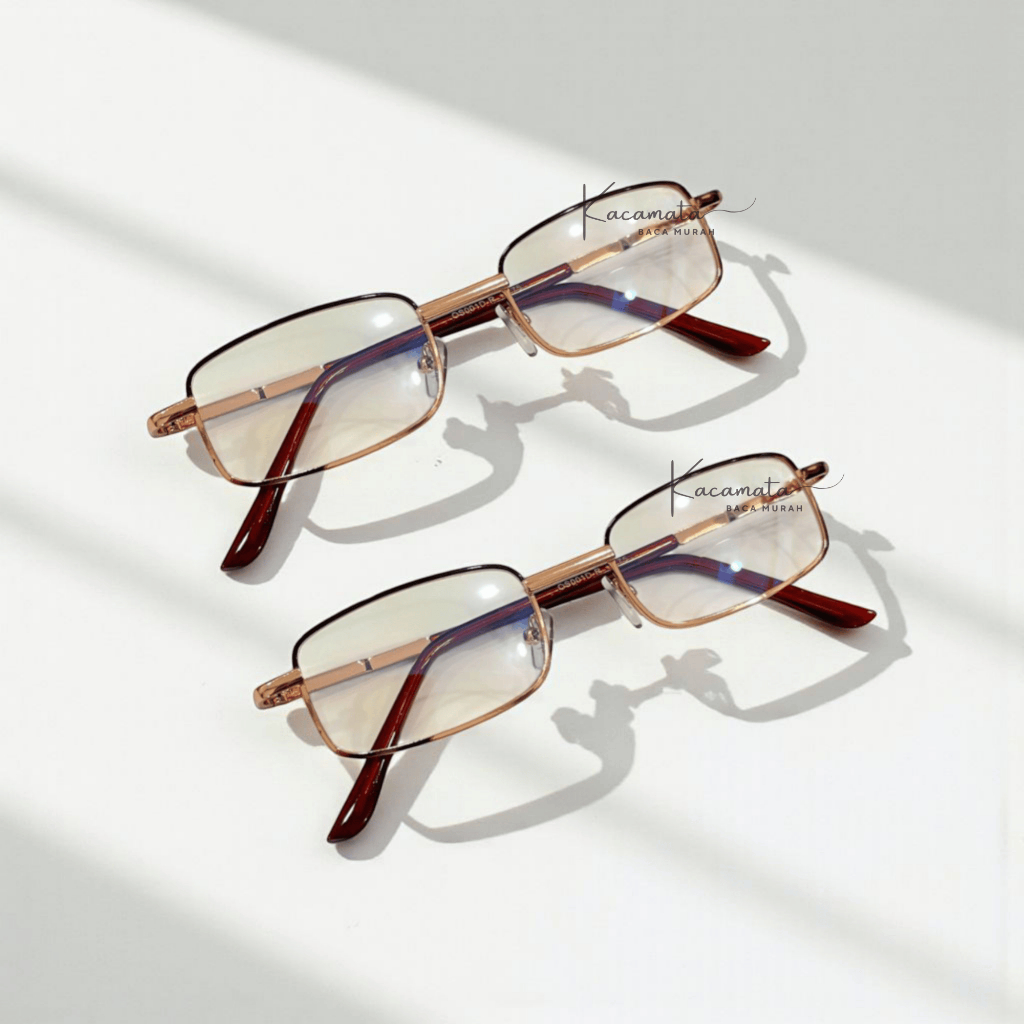 Grosir Kacamata Baca dan Jalan Lensa Kaca Asli Frame Gagang Besi Metal Stainless Pria Wanita