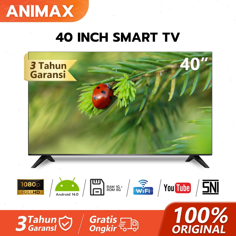 Animax TV Android 32 inch Smart TV 43 inch TV 40 inch Digital TV Android 14.0 Televisi - USB/LAN/WIF