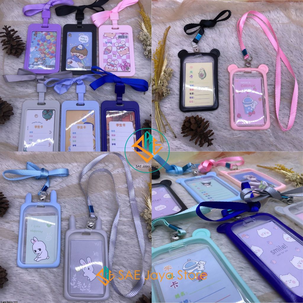 

(12 PCS) SAE - TALI ID CARD NAME TAG PLASTIK BAHAN SILIKON KARAKTER KELINCI PANDA DAN POLOS