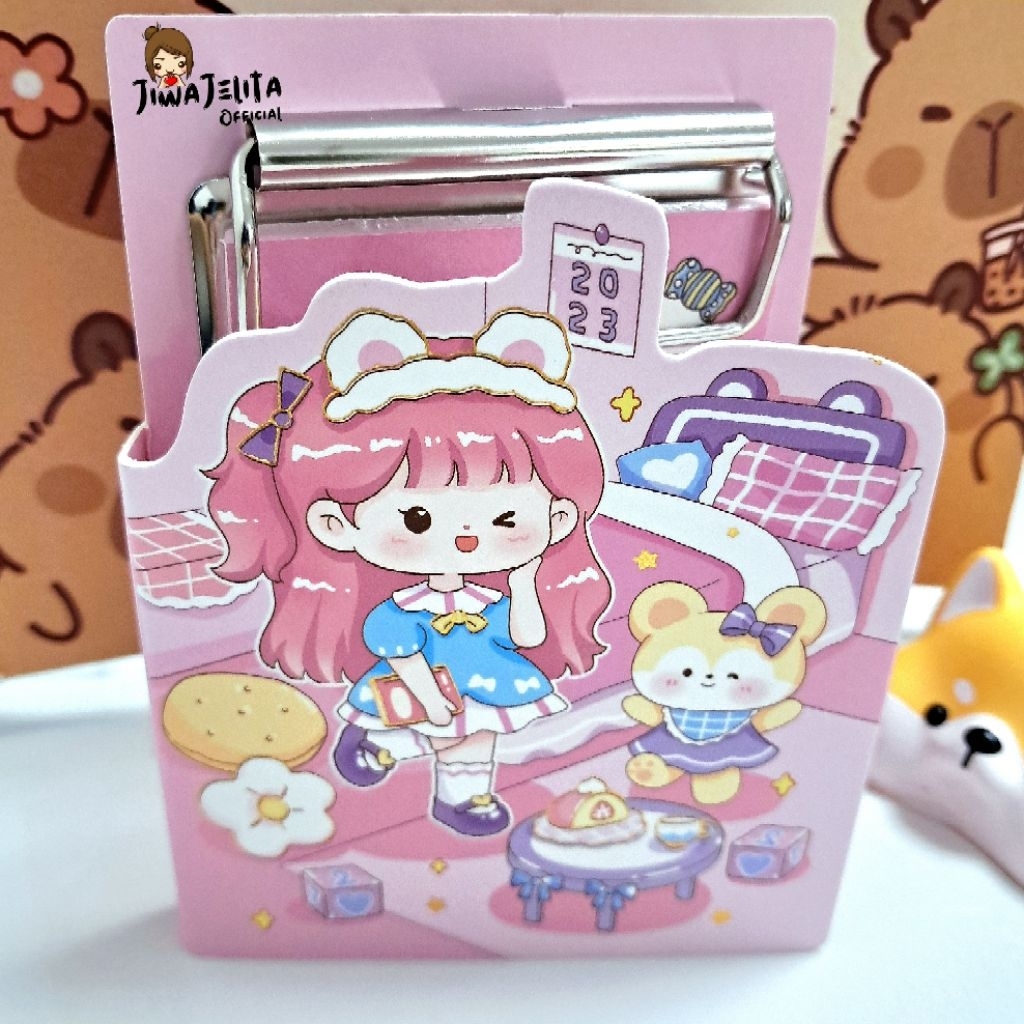 

[JiwaJelita] BISA COD Mini notebook clipboard / Mini Papan Memo Cantik, Catatan kertas Lucu Girly untuk Anak Perempuan
