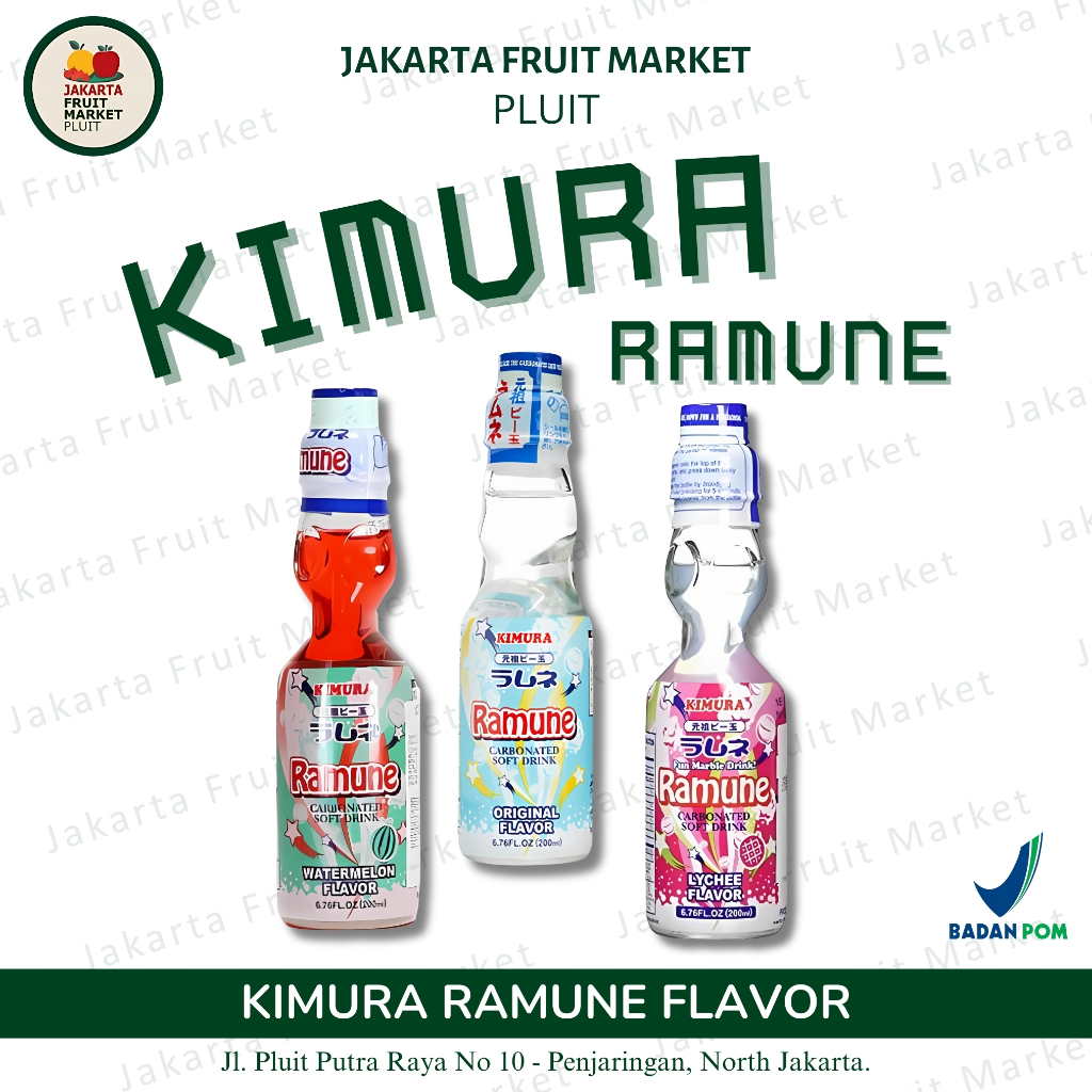

Minuman Kimura Ramune Carbonated All Flavour - Pilihan Rasa Watermelon/Origina/Lychee