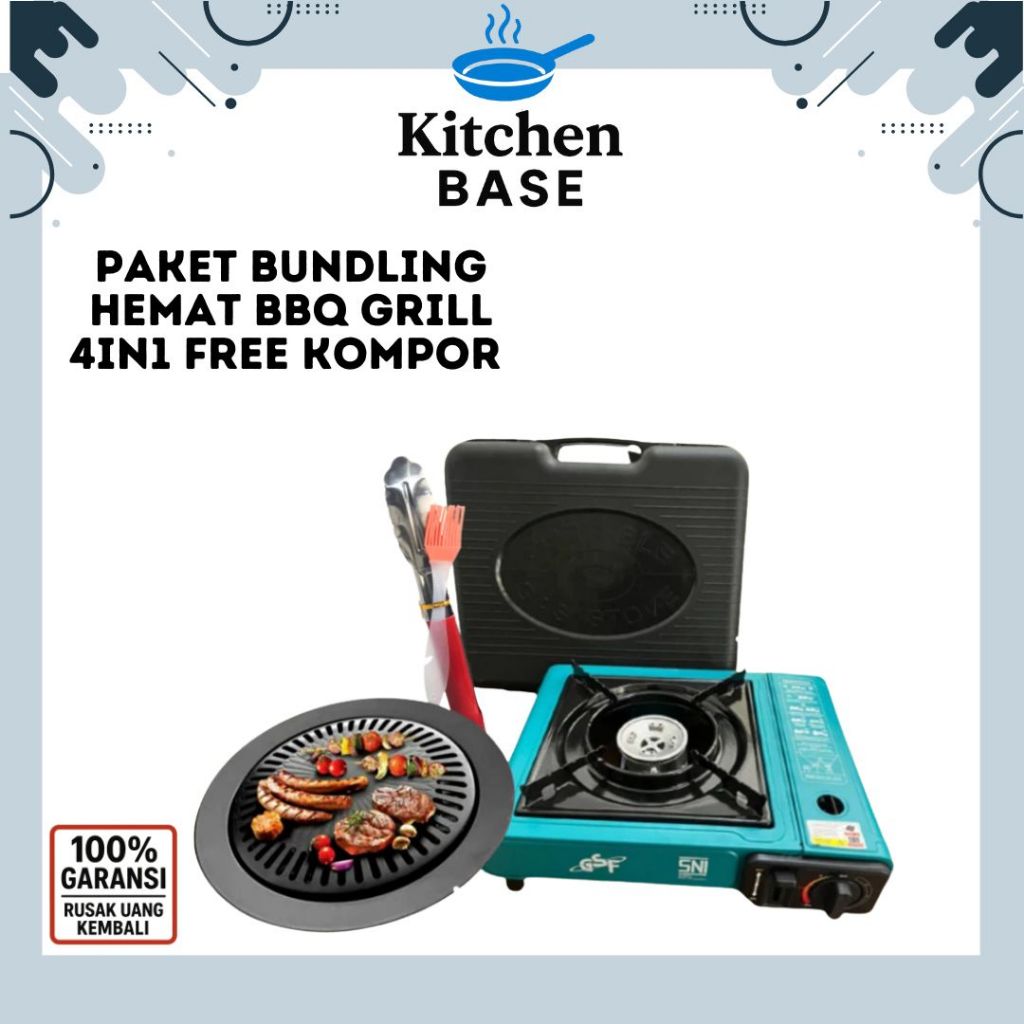 Paket Bundling Hemat BBQ Grill 4in1 Free Kompor / Paket Grill dan Kompor Wajan Pemanggang Set