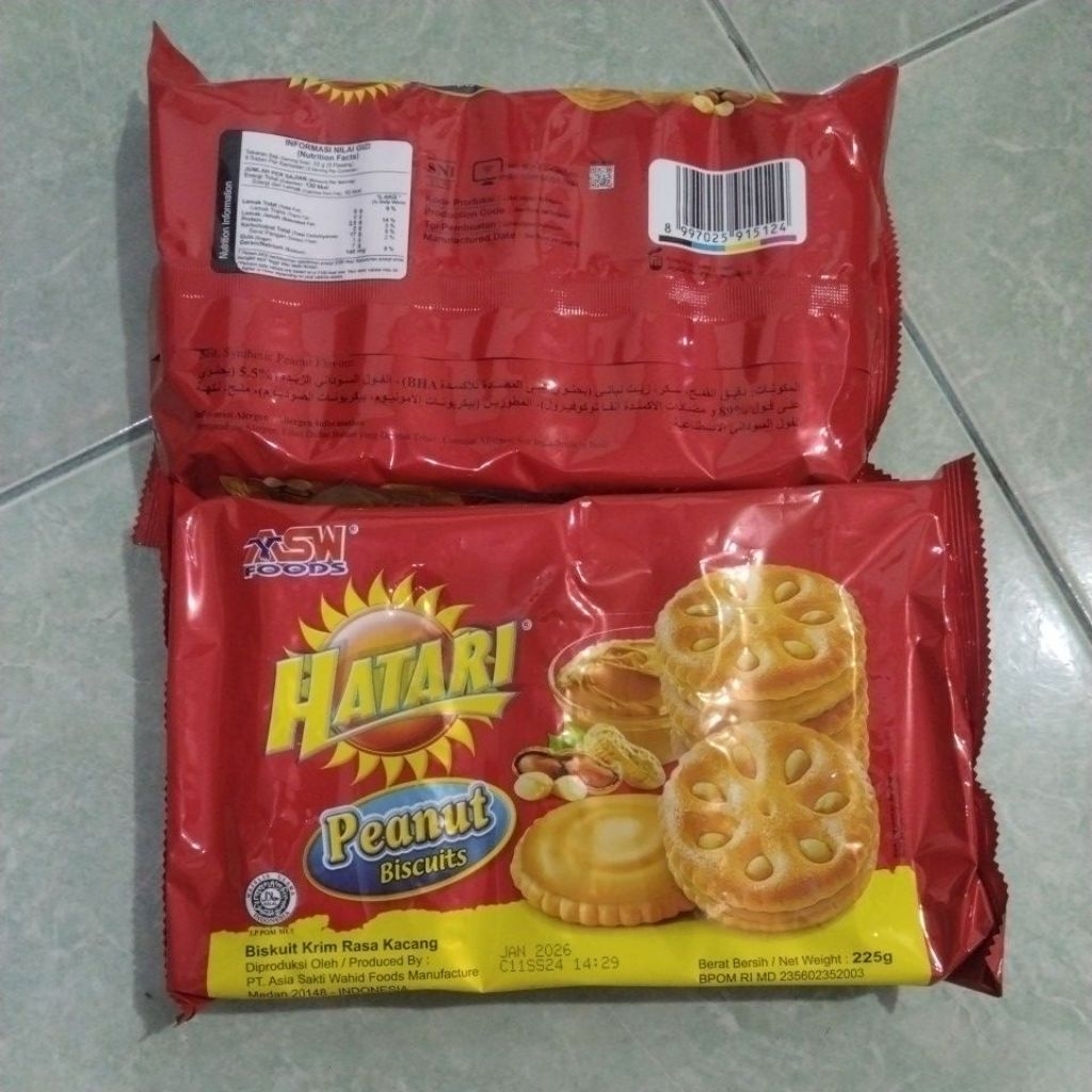 

Hatari Biskuit rasa krim kacang Hatari Peanut cream biscuits 225g