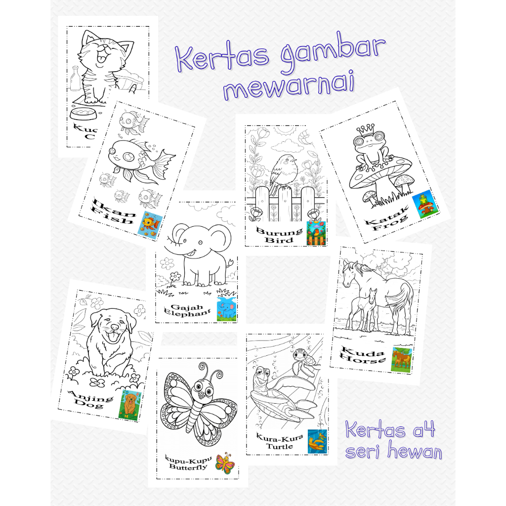 

Gambar Mewarnai Disertai Contoh Gambar Berwarna (Seri Hewan)
