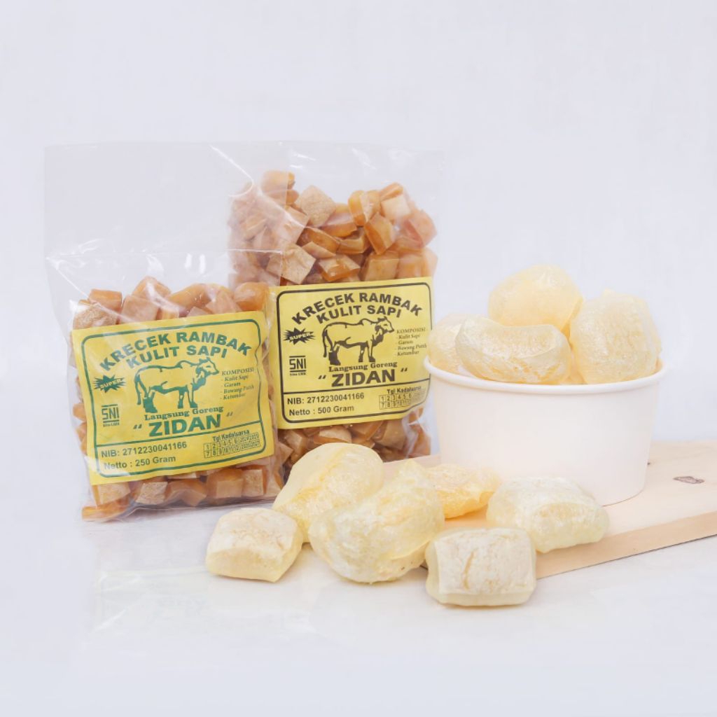 

Krecek Rambak kulit Sapi asli Bentuk Potongan Stik kotak dadu berat 500gr