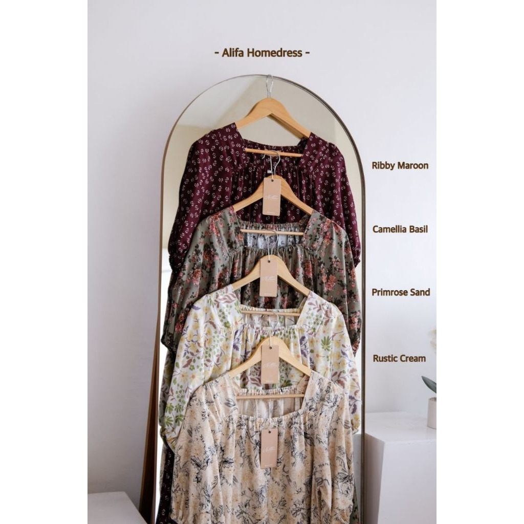Alifa Homedress - Daster Kekinian Bahan Rayon Premium Adem Lembut Busui Friendly Lengan Panjang Kare