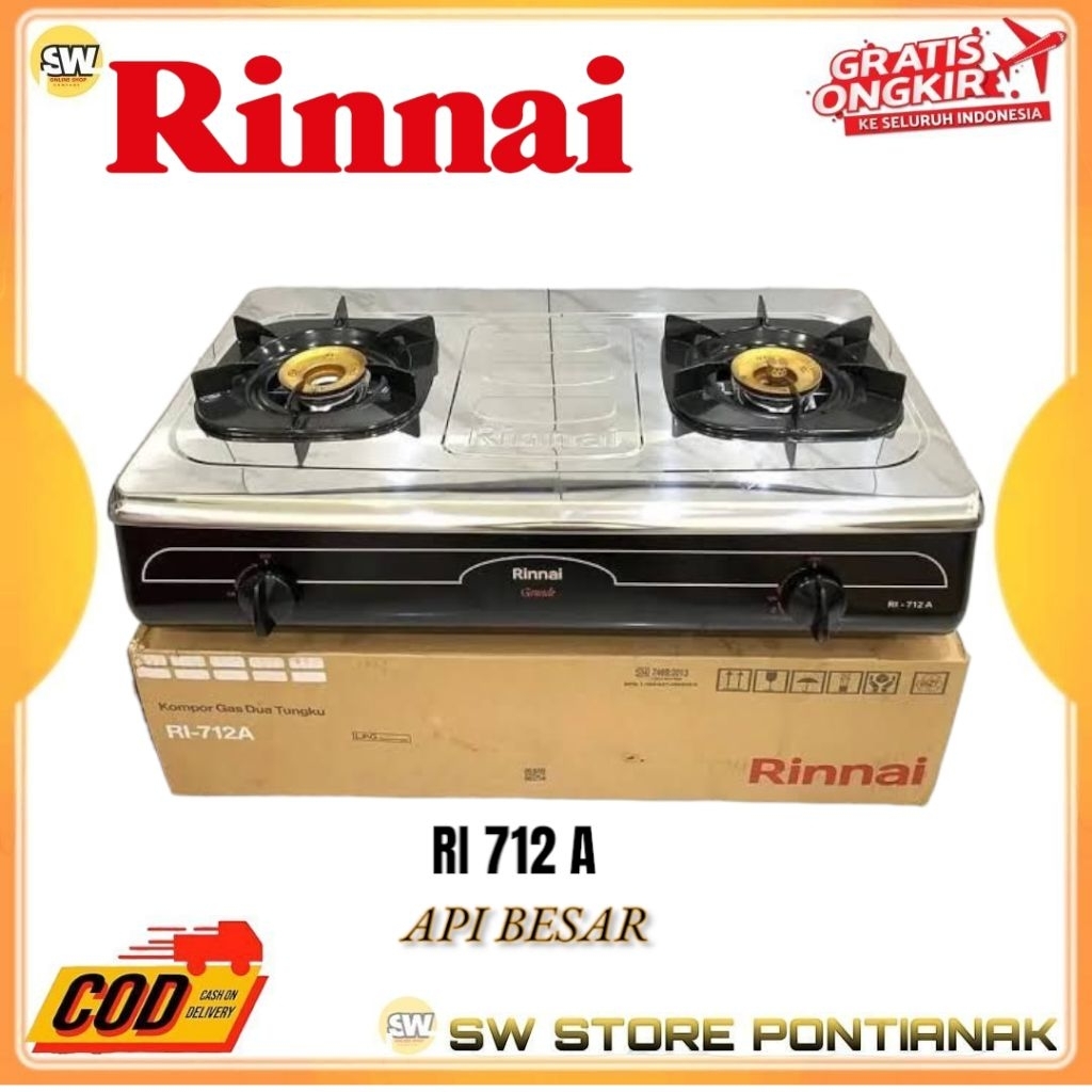 RINNAI RI-712A / KOMPOR GAS RINNAI 2 TUNGKU RI 712 A / KOMPOR RINNAI 2 TUNGKU API BESAR ORIGINAL / K