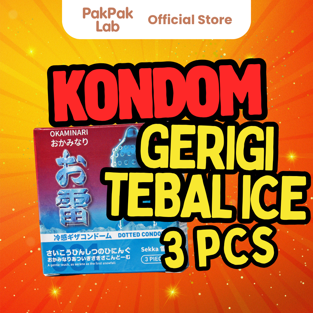 Okaminari Gerigi Tebal Ice Kondom Tahan Lama Kondom Aman Pria 3 Pcs - Condom with Lubricant
