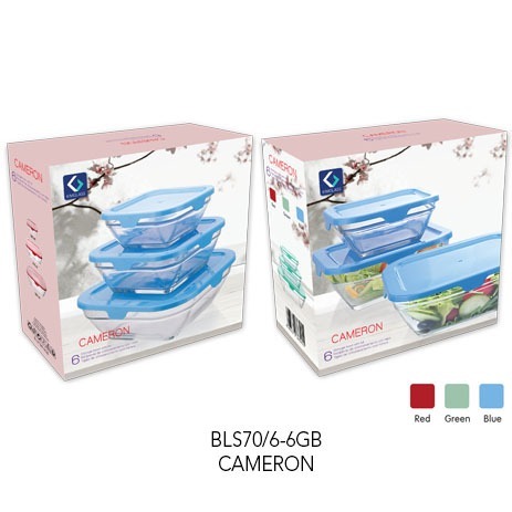 Mangkuk Kaca Kotak Set Original 3 Pcs Tutup Plastik|Mangkok Bekal|Mangkok Souvenir|Mangkok Sayur