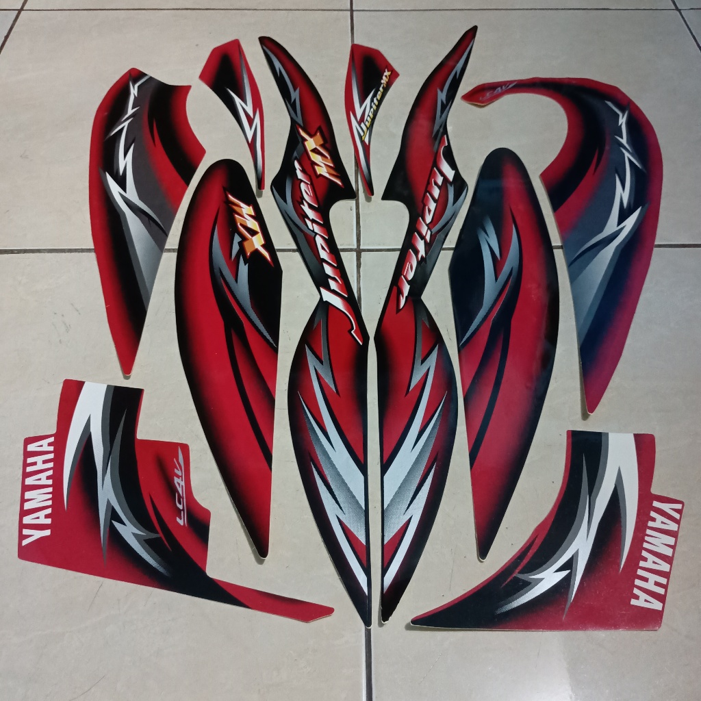 stiker striping yamaha jupiter mx old 135 2006 hitam merah lis body standar berkualitas original