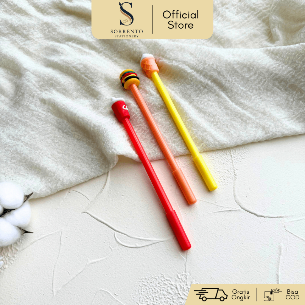 

Pulpen Gel Karakter Fast Food 0.5mm - Pena Burger Cola Es Krim