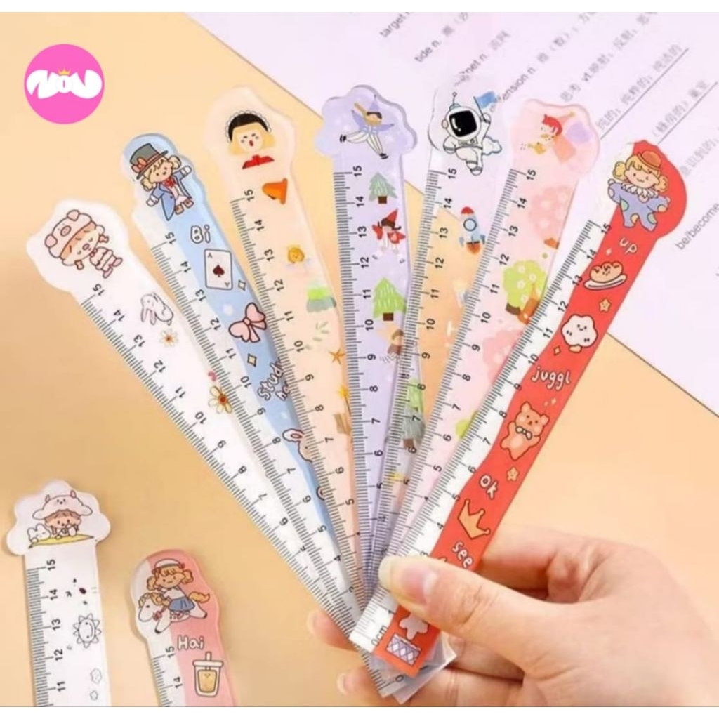 

Penggaris Motif 15cm Garisan Sekolah Kantor Lucu Bahan Plastik Import ❤️