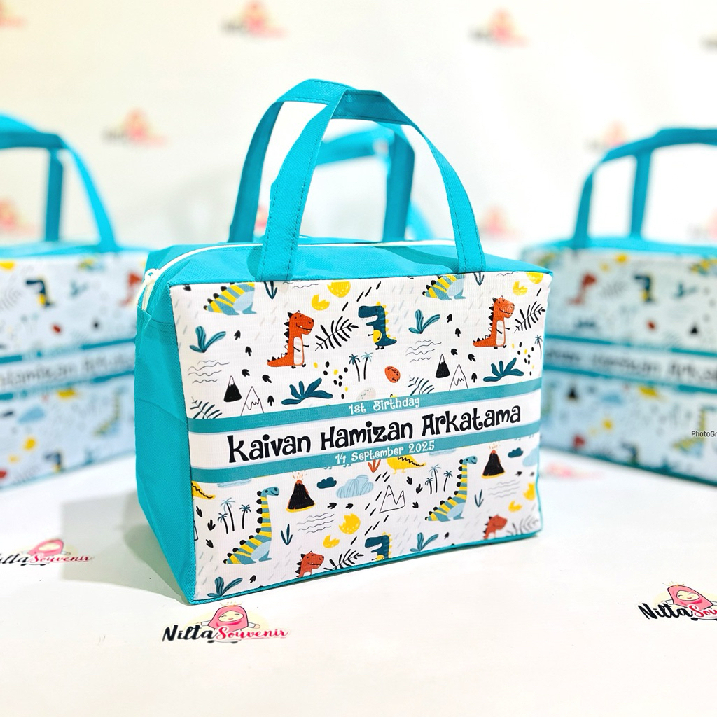 

Tas Resleting Goodiebag Souvenir Ultah Anak Ulang Tahun Karakter Dinosaurus Custom