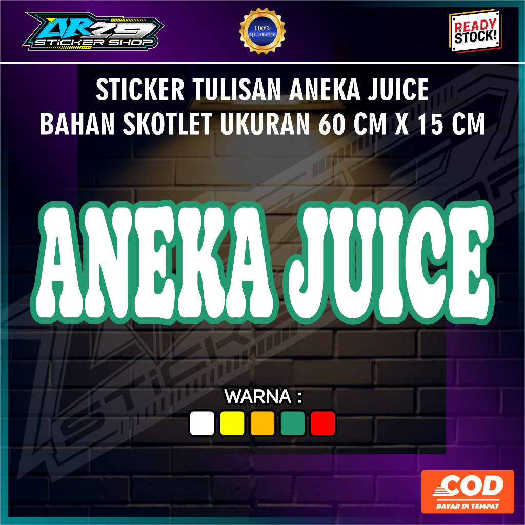 

stiker cutting tulisan aneka juice 2 warna, untuk grobak jualan ukuran 60 cm x 15 cm