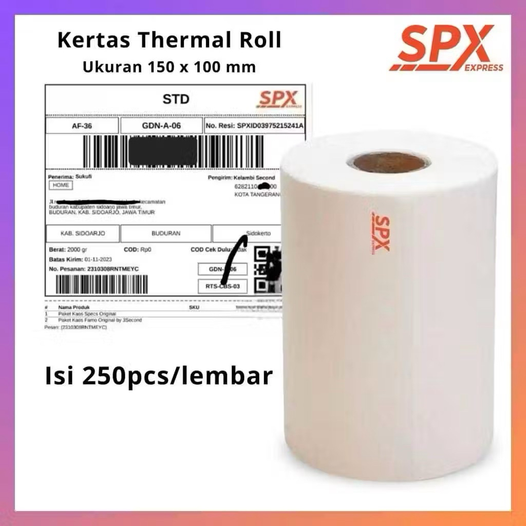 

LABEL STICKER THERMAL ISI 250 100X150X250 / KERTAS THERMAL 250PCS 100 X 150 X 250 / THERMAL MURAH AWB