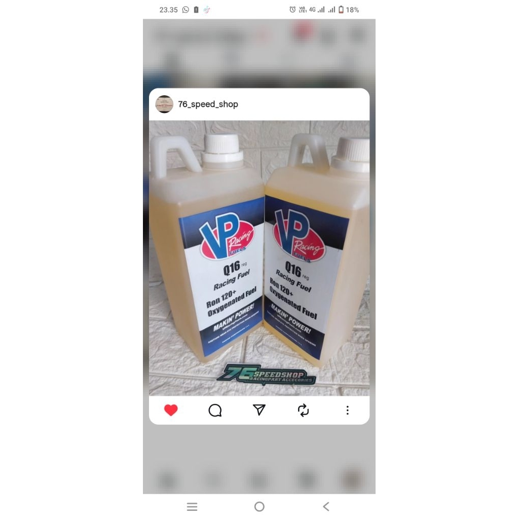 VP Q16 RACING FUEL & NON REG PERLITER 1 LITER