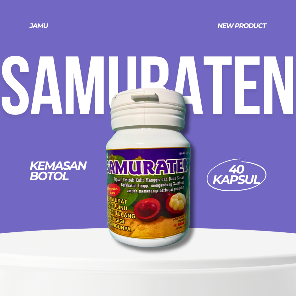 JAMU ASAM URAT DAN NYERI SENDI EDISI KHUSUS samuraten KEMASAN BOTOL ISI 40 KAPSUL (OBAT ASAM URAT, N
