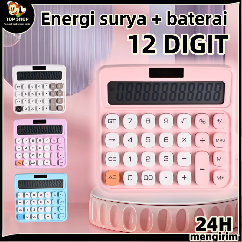 

Baterai+Solar kalkulator dagang 12 Digit Calculator Warna Aesthethic Kalkulator Jumbo Lucu Unik
