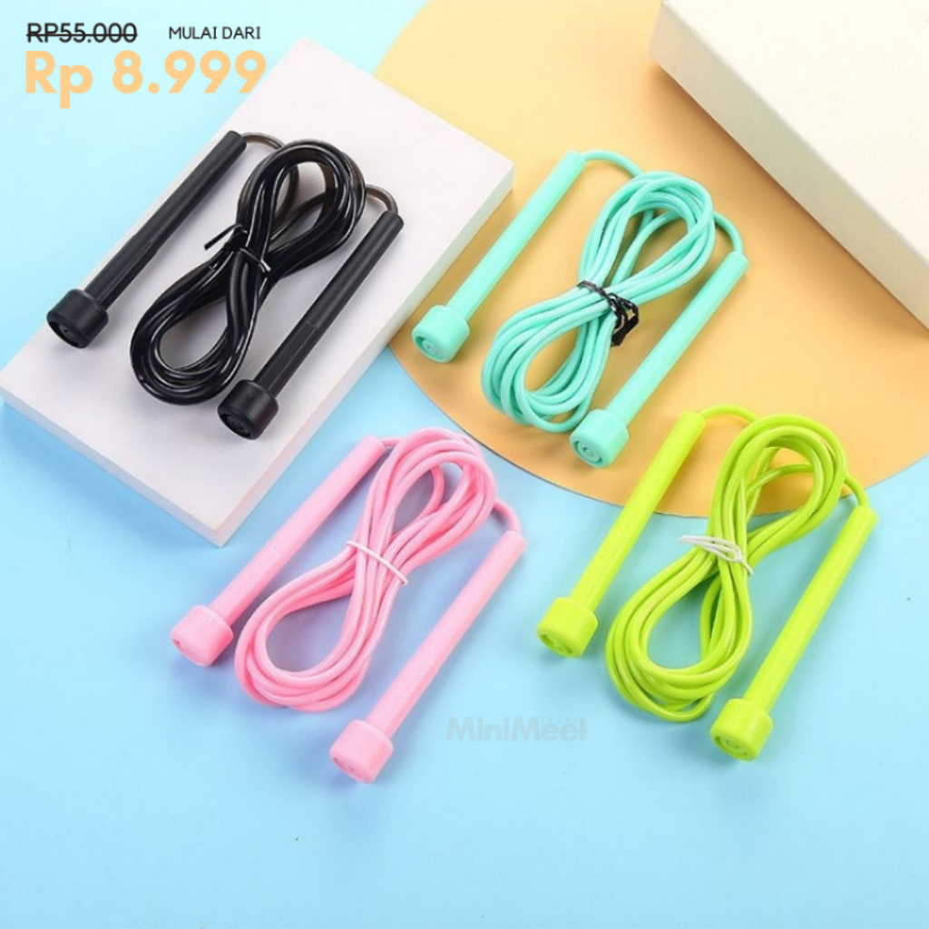 lompat tali Skipping rope 2.8m Pvc / alat olahraga / skipping portable 5 mm premium transparant