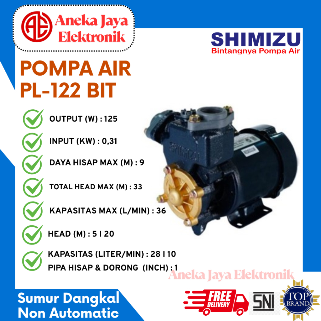 SHIMIZU POMPA AIR PL-122 BIT  (POMPA SUMUR DANGKAL SHIMIZU)