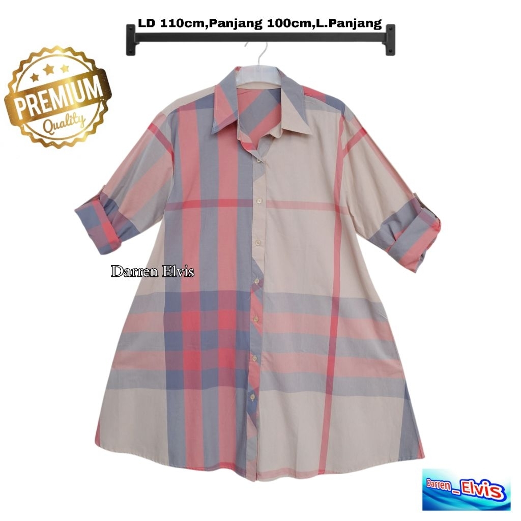 Tunik Premium Wanita / Motif Kotak Kotak Kombinasi / Model Terkini