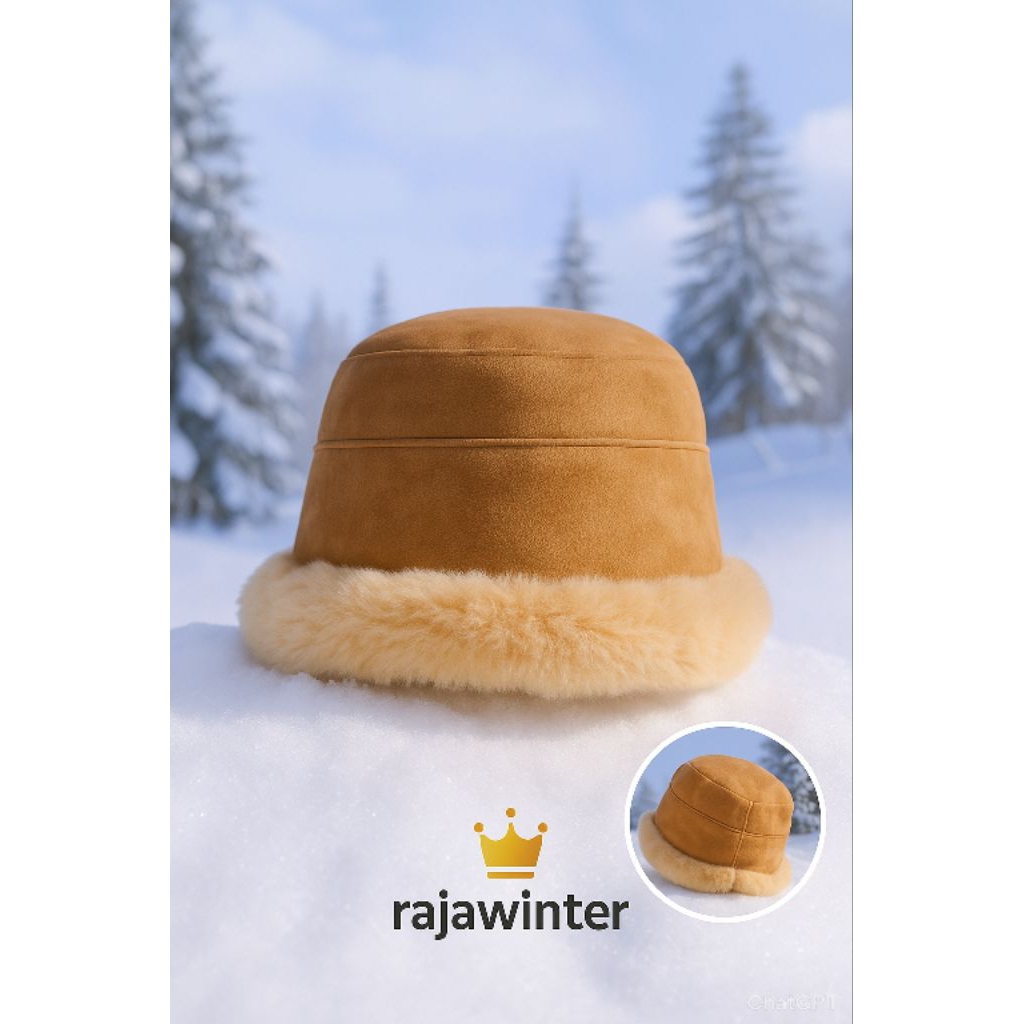 Northvibe Bucket Hat Winter Wanita Topi Musim Dingin Korea Style Bulu Tebal Hangat