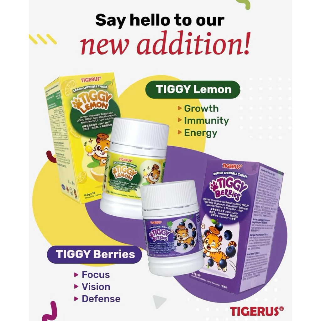 TIGERUS Tiggy Berries dan Tiggy Lemon Vitamin Mata, Otak, Nafsu Makan dan Imun Anak| 100% Origina