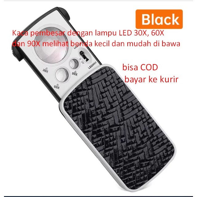 

Kaca pembesar dengan lampu LED 30X, 60X dan 90X melihat benda kecil dan mudah di bawa