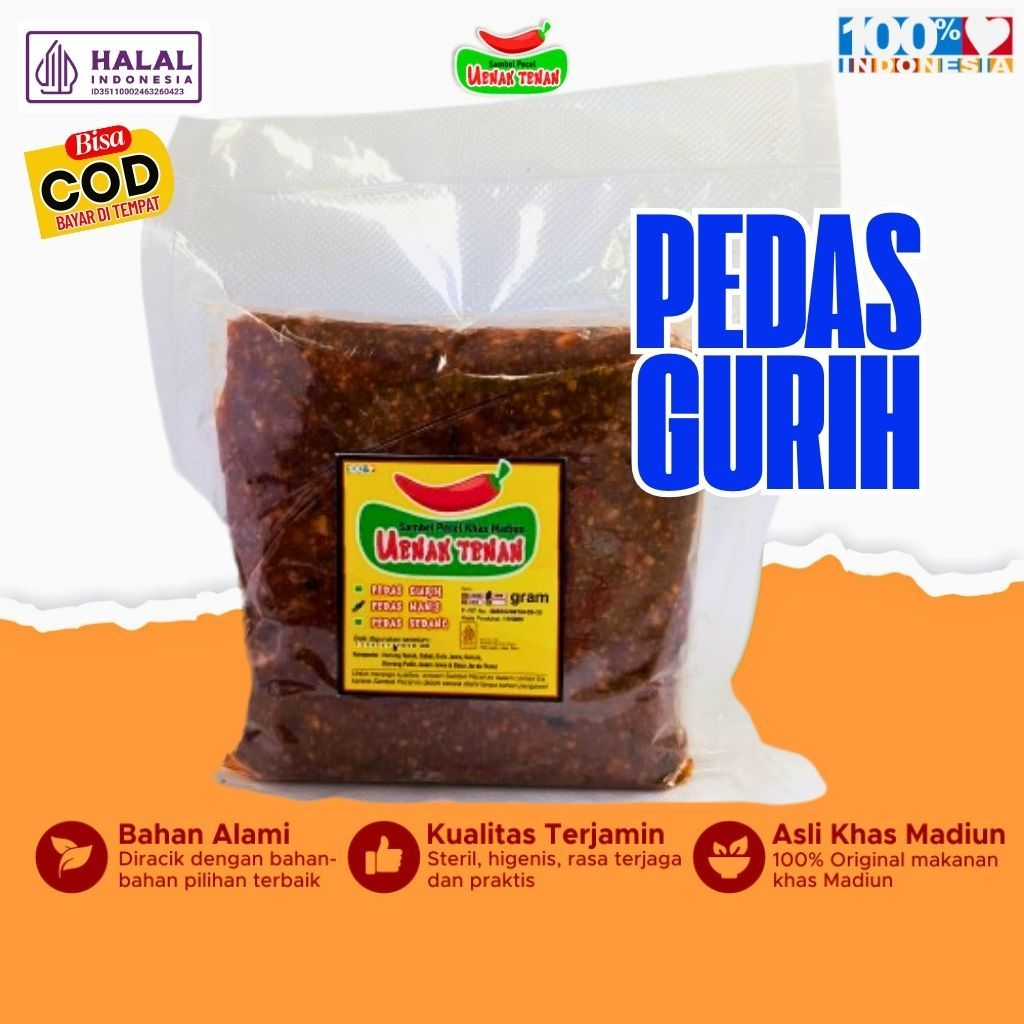 

Sambel Pecel Uenak Tenan 500 300 200 100 gram Pedas Gurih Asli Khas Madiun