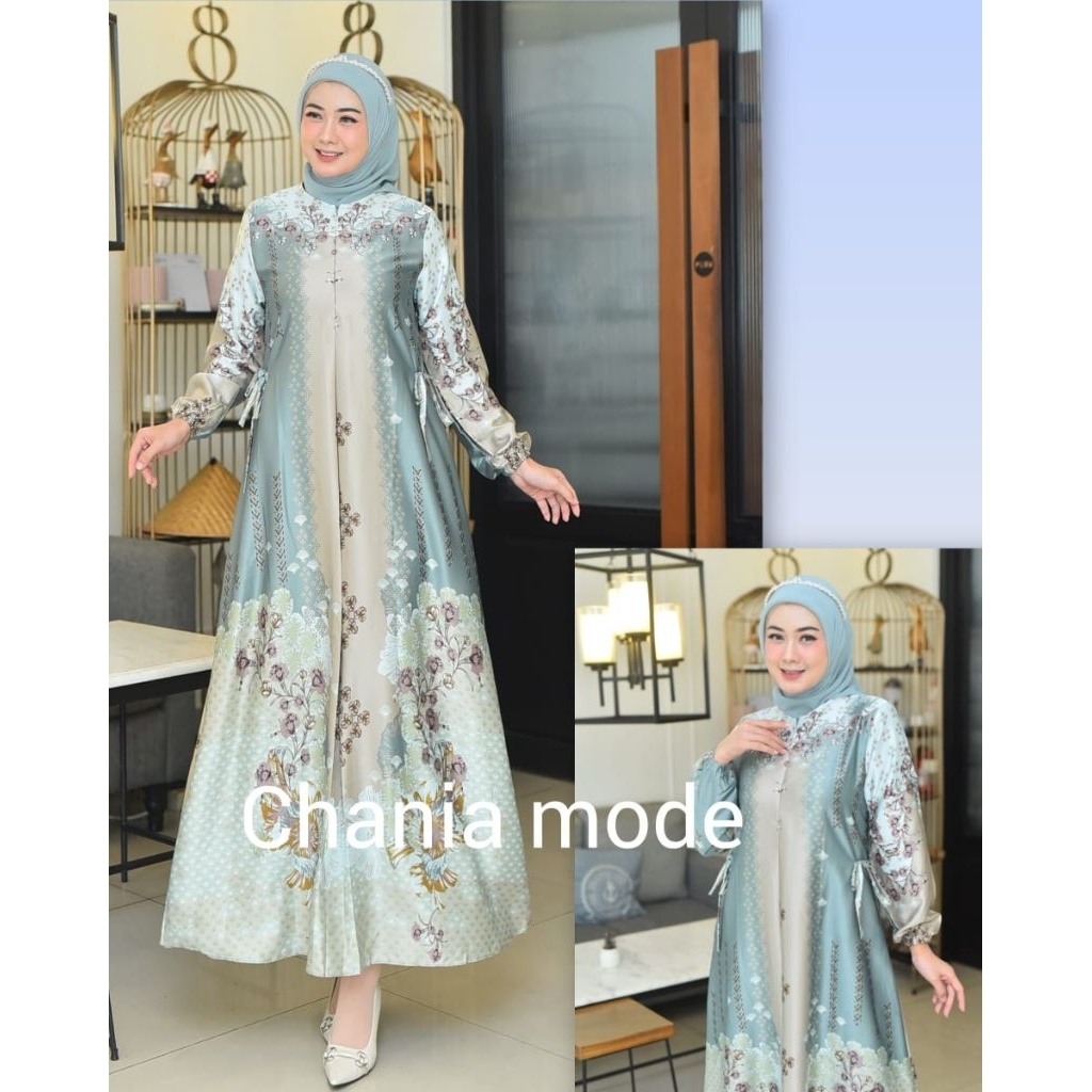 (FREE BROS 1 PCS) GAMIS SAFIRA SILK  PRINTING PREMIUM| Gamis cantik motif Bunga  Terbaru Ready serag