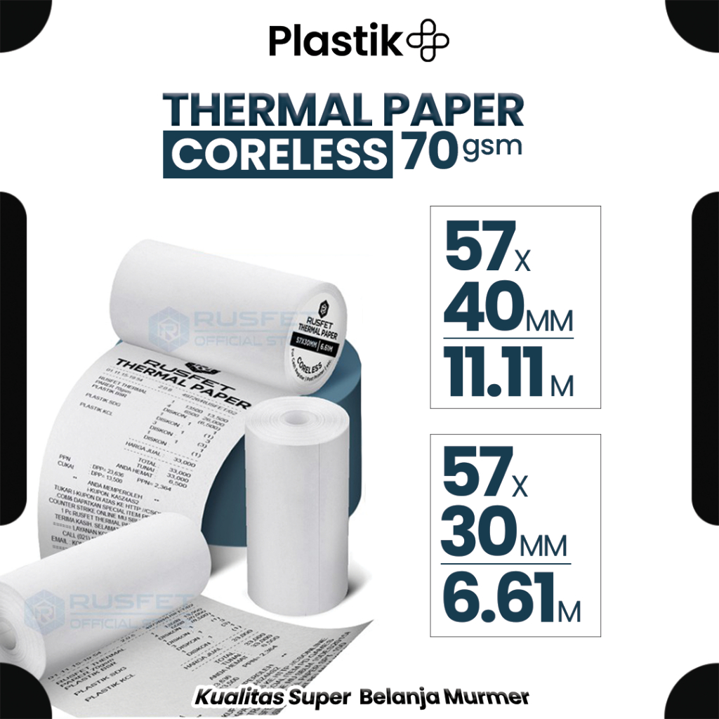 

Kertas Stiker Label Termal / Paper Thermal Core Non Sticker Untuk Resi Olshop Merk Rusfet Termurah