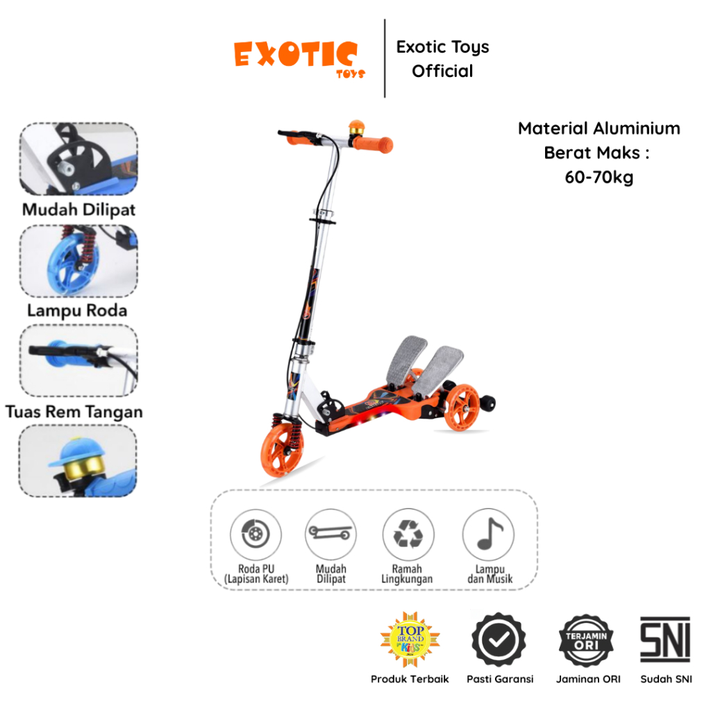 Exotic Toys Skuter Injak Lipat Anak ST-8132 Material Alloy