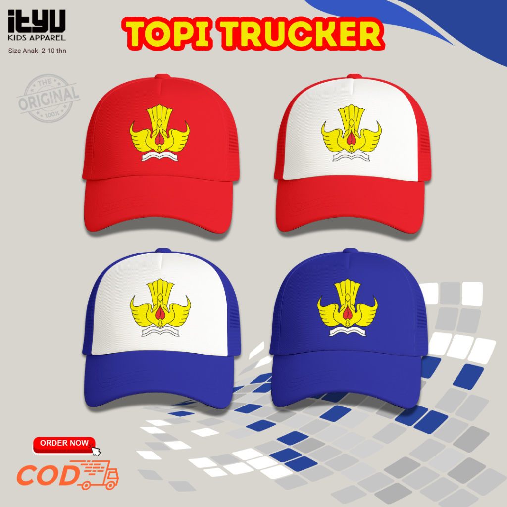 Topi Trucker Topi Jaring SD SMP Sablon DTF