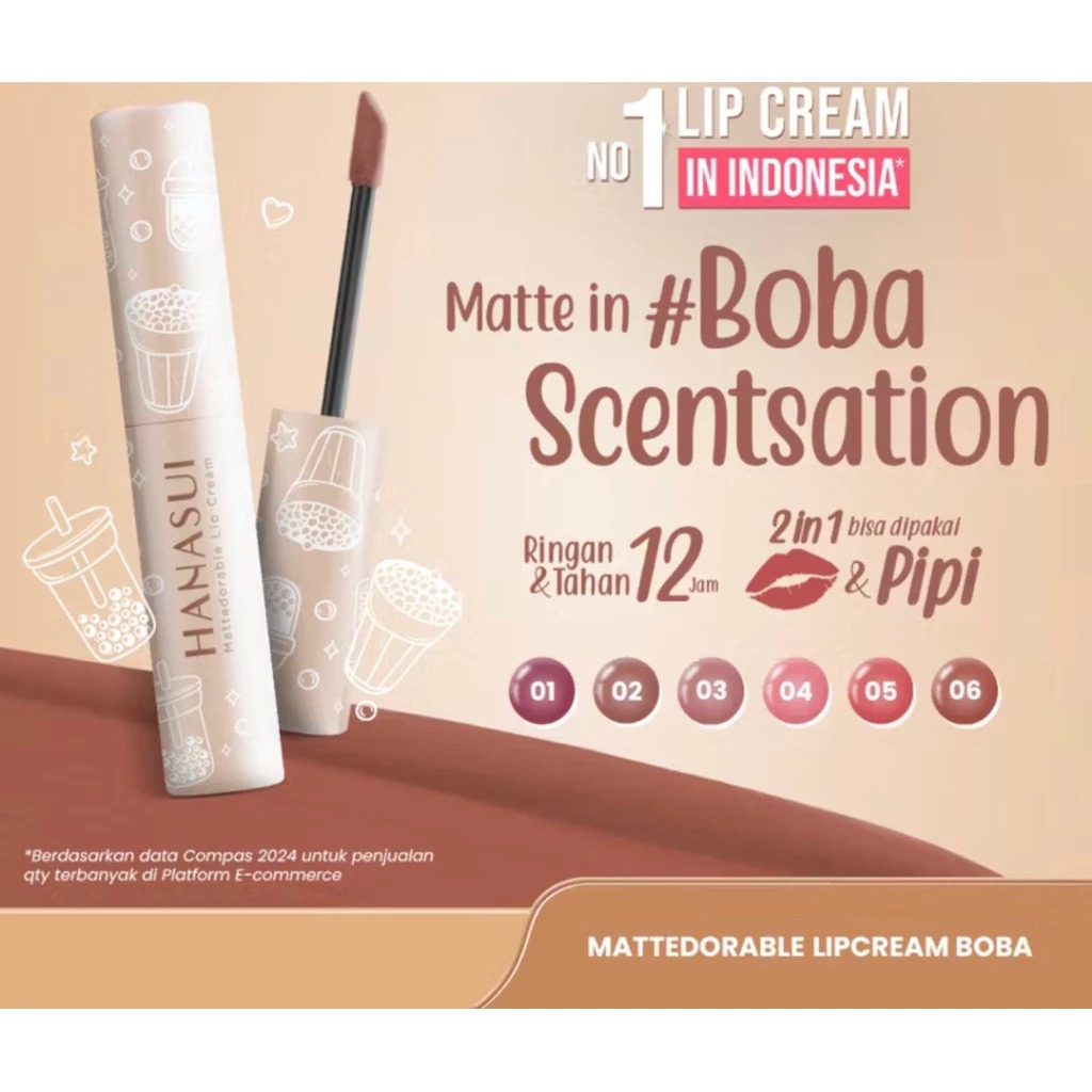 COD TERMURAH Hanasui Lip Cream Boba Edition