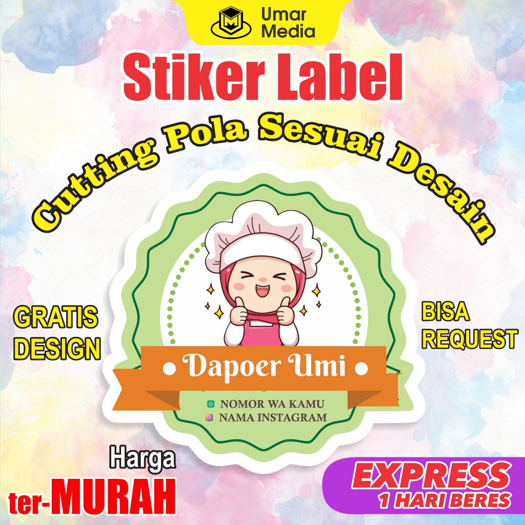 

126 pcs Stiker Label Kemasan Cutting Pola Gratis Desain / Sticker Custom