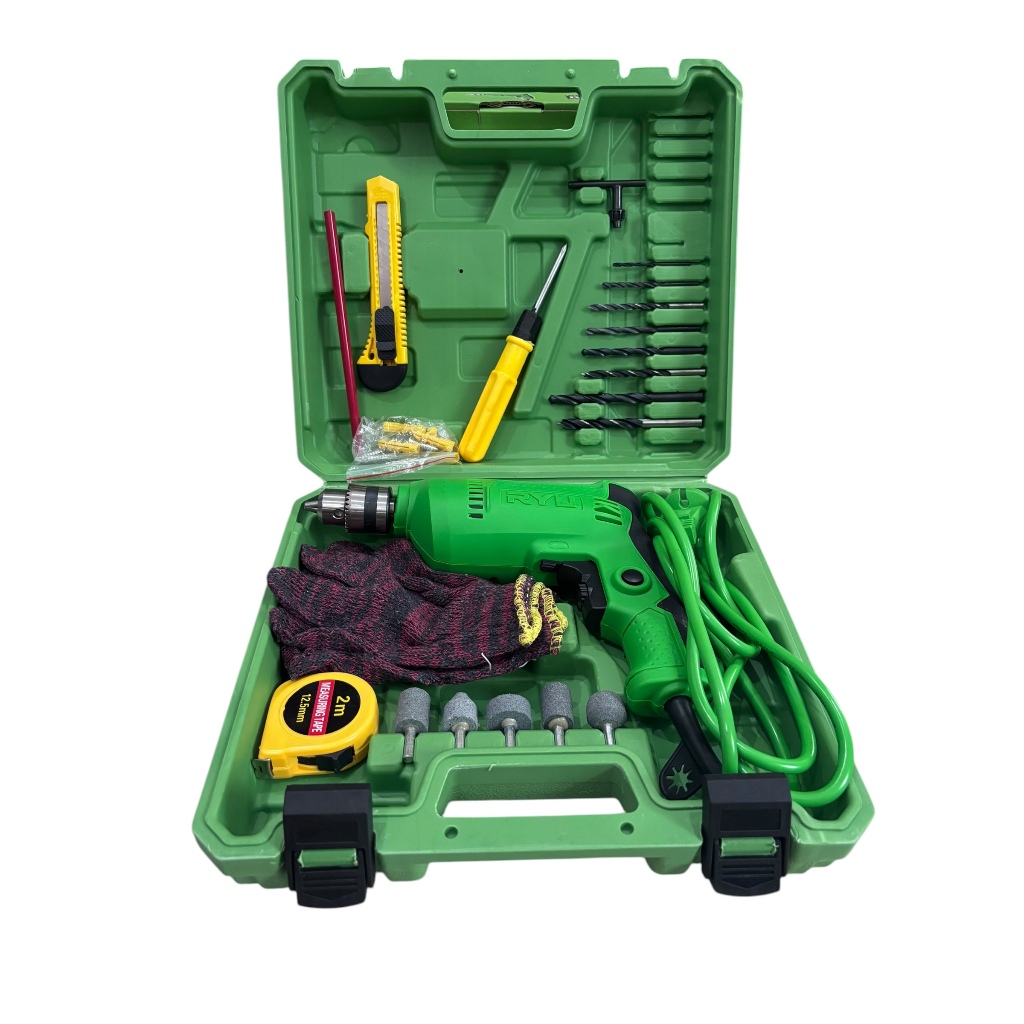 Mesin Bor RYU Set RDR 10-3 REB – Bor Listrik 10mm + Aksesoris Lengkap