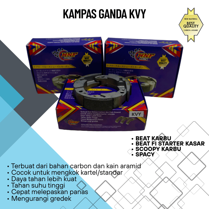 Kampas Ganda Racing Carbon / Karbon Aramid KVY Beat Karbu Beat Starter Kasar Scoopy Karbu Spacy