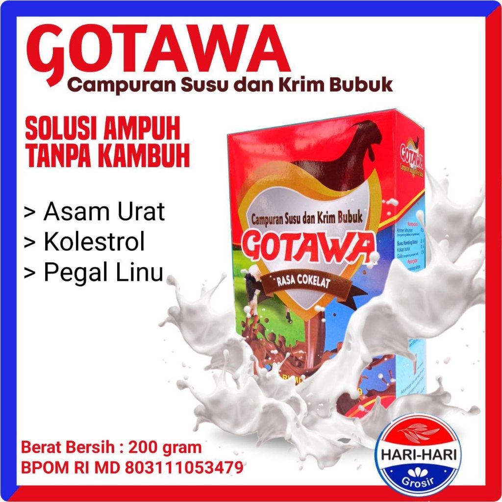 

SUSU KAMBING GOTAWA Rasa Original Dan Cokelat Atasi Pegal Pegal Kesemutan Asam Urat Tubuh Bpom 200gr