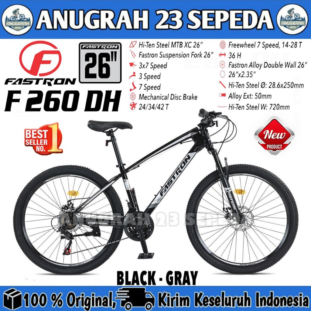 Sepeda Gunung MTB FASTRON 260 DH Ukuran 26 Inch Rem Cakram 21 Speed Dewasa Remaja